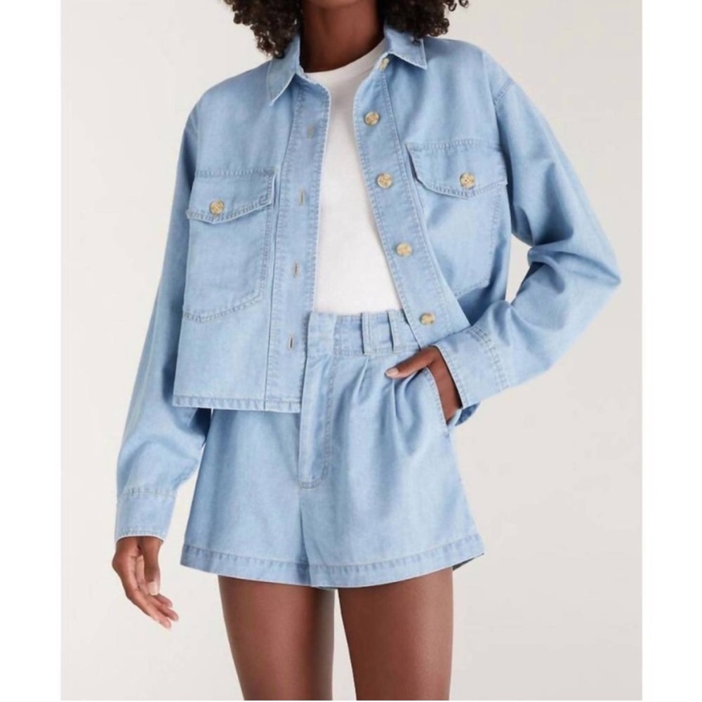 Z Supply Sunseeker Chambray Shirt Jacket Light Chambray Size Large (Evereve)